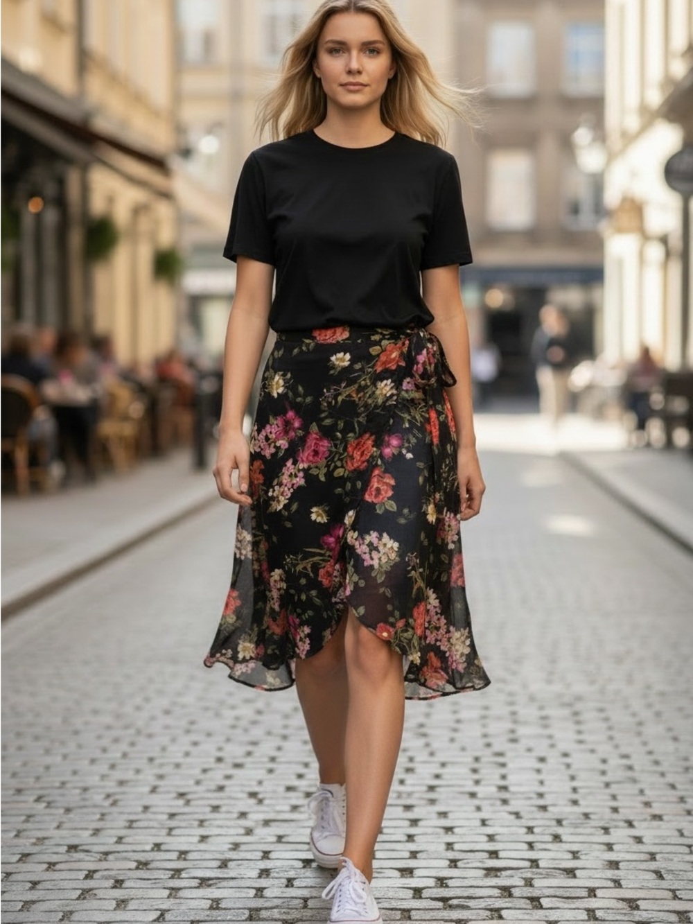 Know One Cares Asymmetrical Midi Wrap Skirt